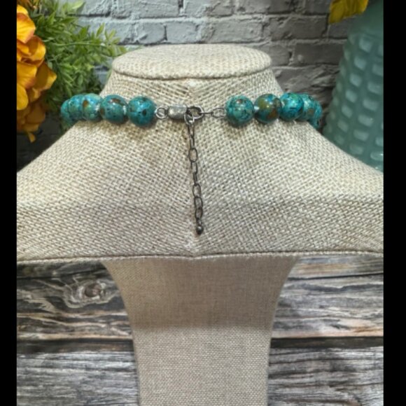 AIL Aluma Sterling Silver Blue Mosaic Turquoise Necklace ITM755 - Picture 6 of 8